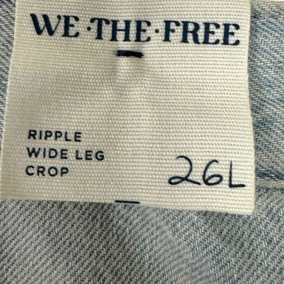 Free People Ripple Wide Leg Crop Jeans Light Wash Size 26 L Culottes Retro 70s - Picture 10 of 15